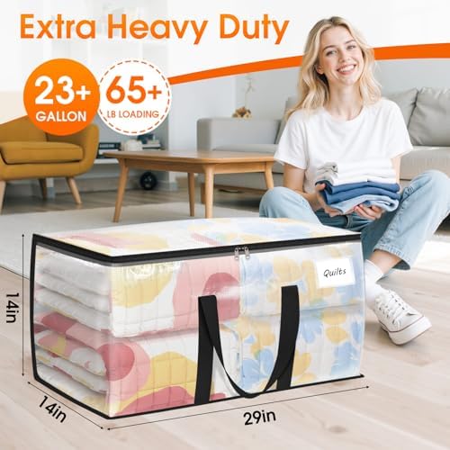 Fab totes Moving Bags Extra Heavy Duty Oversized Clear Storage Bags with Reinforced Handle and Double Zippers,Moving Supplies Totes for Storage Packing Dorm Room Essentials Alternative to Moving Boxes - Image 2