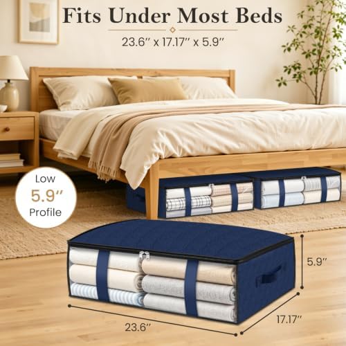 8 Pack Storage Bags, 40L Clothes Storage Containers, Storage Bins, Blue - Image 2