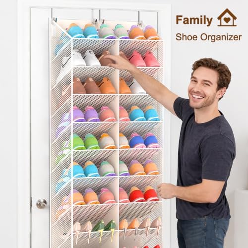 UVIAHOMI Over the Door Shoe Organizer for 20-30 Pairs, 10-Tier, Beige - Image 2