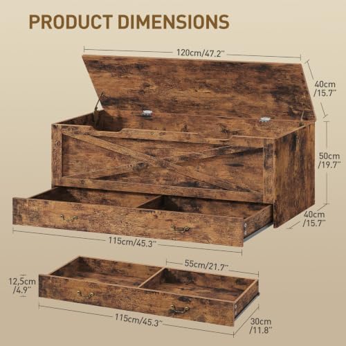 RALGEND Toy Chest, 47.2" Storage Chest with Drawer and Pull Handles - Image 3