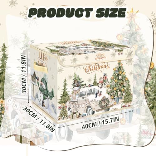 Briwooody Christmas Storage Bin with Lid and Carrying Handle Christmas Foldable Storage Box Large Xmas Decorative Collapsible Container Basket for Organizing Closet Home Bedroom Gift(Truck) - Image 2