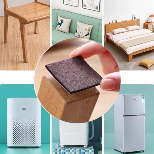 12Pcs Square Felt Furniture Pads, 1 inch x 1 inch Self Adhesive Cuttable Anti Scratch Floor Protectors for Furniture Legs Hardwood Floor, Brown, 25mm - Image 7