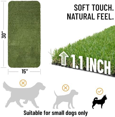 Ottomanson Artificial Grass Puppy Potty Training Pad, 15" x 30" Reusable Pee Pad for Small Pets and Dogs - Image 5