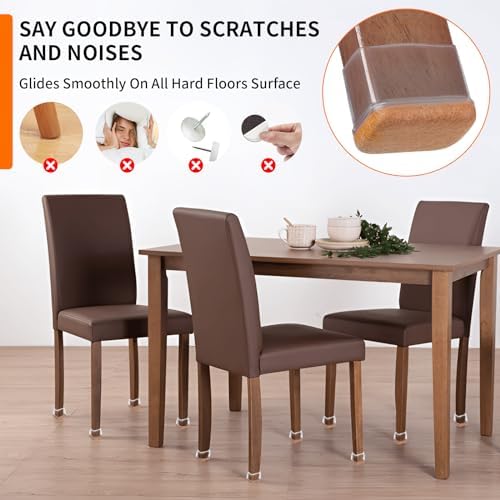Ezprotekt 8 Pcs Rectangle Clear Silicone Chair Leg Floor Protectors, Rectangle Felt Furniture Pads Caps, Chair Leg Covers Cups for Chair Table Desk Sofa (Fit L :1.3-1.7", W: 0.9-1.2") - Image 5