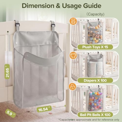 Playpen Toy Organizer, Stuffed Animal Storage & Hanging Diaper Organizer - Image 6