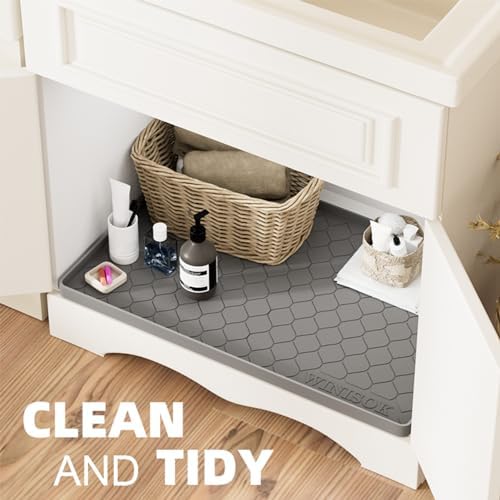 Winisok Waterproof Under Sink Mat 34" x 22", Silicone Mat, White - Image 4