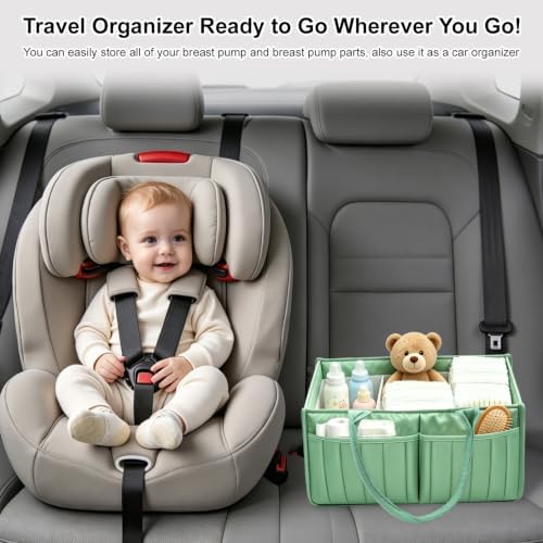 Baby Diaper Caddy Organizer,Portable Large Capacity Nursery Storage Basket,Multifunctional Nursery Diaper Holder,Capacity Waterproof Storage Bin for Infant Diapers,Gift for Baby Shower,Green - Image 5