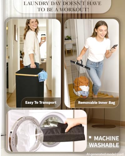 Laundry Basket with Wheels, 110L Large Rolling Laundry Hamper for Dorm - Image 4