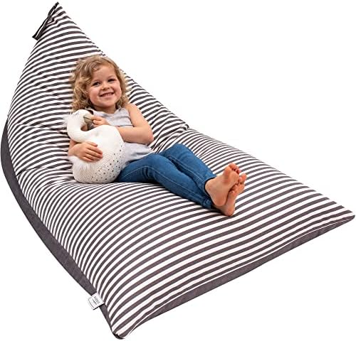 Huddle Designer Stuffed Animal Bean Bag Storage Chair Cover XL Grey Stripes by HuddleSupplyCo