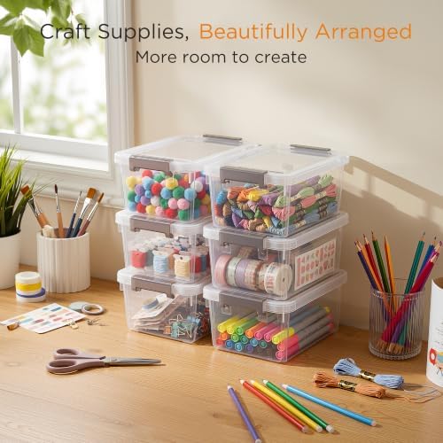 Citylife 6Packs 1.3Qt Small Storage Bins with Lids,Stackable Clear - Image 4