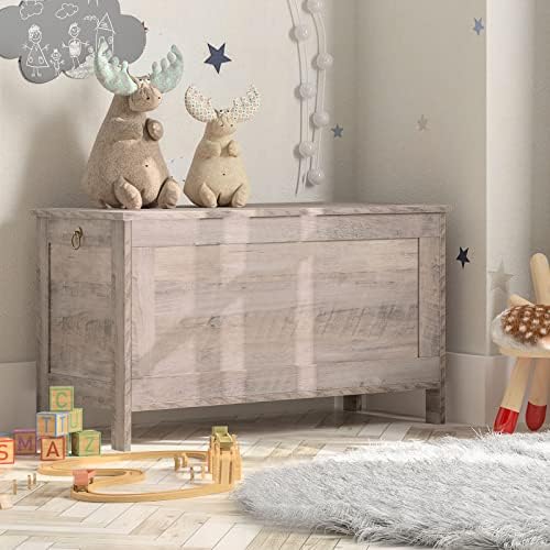 HOOBRO Toy Box, Retro Wooden Look Storage Chest with Safety Hinge, Entryway Storage Bench Supports 330 lb, 29.9 x 15.7 x 18.9 Inches Toy Chest Organizer, Easy Assembly (Greige) BG75CW01G2 - Image 5