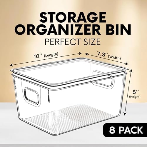 Clear Plastic Storage Bins with Lids, Perfect for Kitchen Organization or Pantry Organization and Storage, Stackable Fridge Organizer Bins, Storage Containers for Organizing, Cabinet Organizers - Image 2