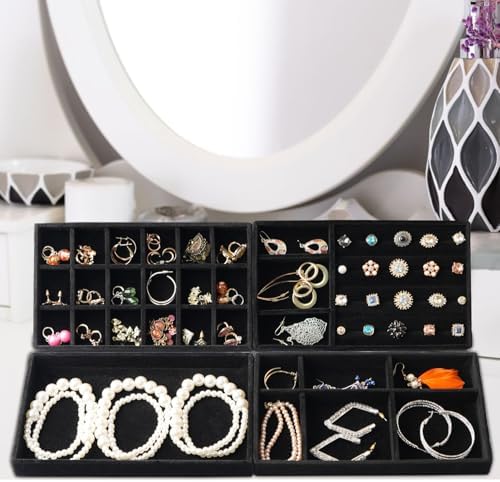Jewelry Organizer Tray Set Of 8 Jewelry Trays For Drawers and Can Effectively Organize Jewelry Such As Rings, Earrings, Necklaces And Bracelets Jewelry Drawer Organizer (Black) - Image 6