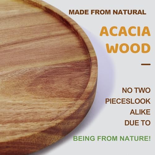 [ 2 Pack ] 12-inch Acacia Wood Lazy Susan Organizers,Turntable for Cabinet - Image 2