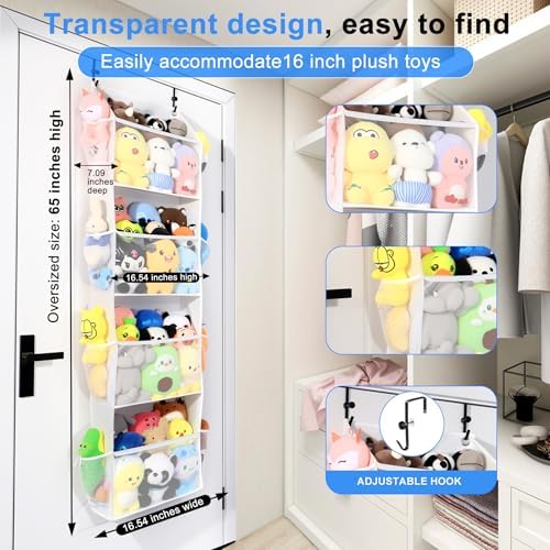 Toread Over the Door Stuffed Animal Storage, Holds Up To 75 lbs, Easy View Over The Door Storage, Versatile For Stuffed Animal, ideal for Storing Small To Medium Items On Any Door.(White) - Image 3