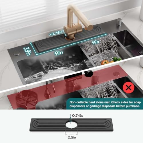 eormoe Faucet Mat for Kitchen Sink, Diatomite Stone Drying Mat - 18"x3.9" - Image 2