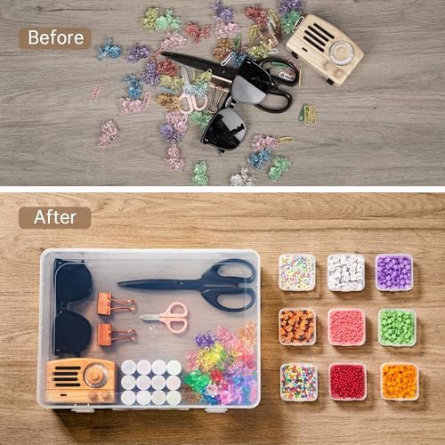 Bead Organizer Box, 60 Pack Small Clear Storage Boxes with Labels, Large Travel Craft Case with Handle, Mini Plastic Containers for Jewelry Making Diamonds DIY Pony Bracelet Screws Seeds Small Parts - Image 7