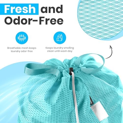 Handy Laundry Mesh XL Laundry Bag 24"x36" 2-Pack with Shoulder Strap, Teal - Image 5