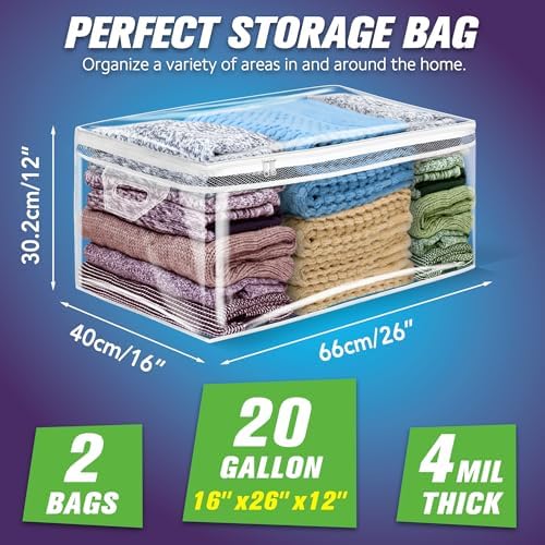 Large Storage Bag for Clothes, Jumbo Zipper Totes - Image 2