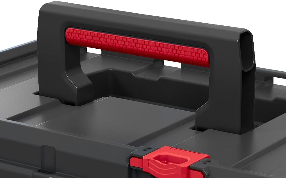 Keter Stack N' Roll Tool Box, Heavy-Duty Portable Tool Storage Case with Removable Utility Tray, Metal Latches, Safety Lock System and Padlock-Ready Design - Image 6