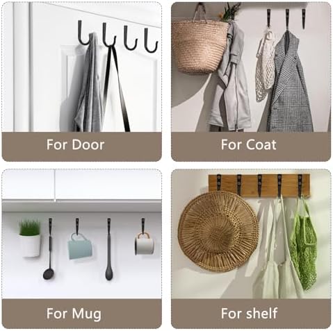 4Pcs Wall Hooks for Hanging Coat/Towel - 50LB Screw in Metal Hanger Wall Mount, for Outdoor, Closet, Door, Bathrooms, for Backpack, Robe - Image 5