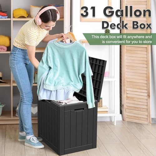 Outdoor Storage Box Waterproof, 32 Gallon Deck Box for Patio-2 Boxes - Image 2