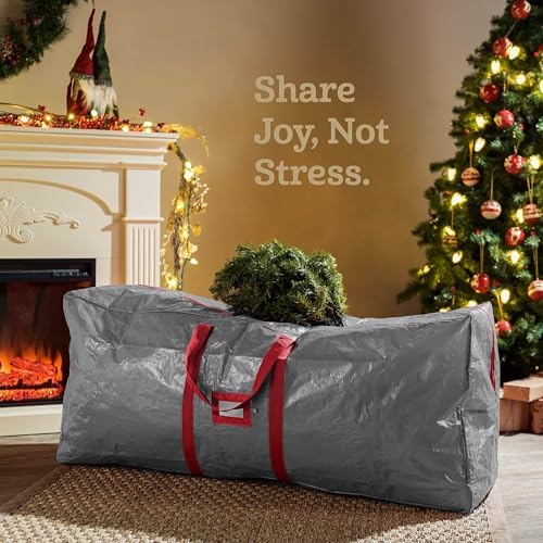 Zober Christmas Tree Storage Bag - Fits 7.5 Ft Artificial Trees - Plastic, Waterproof Christmas Tree Bag For Storage Box For Xmas - Strong, Durable Handles - Label Card Slot - Gray - Image 2