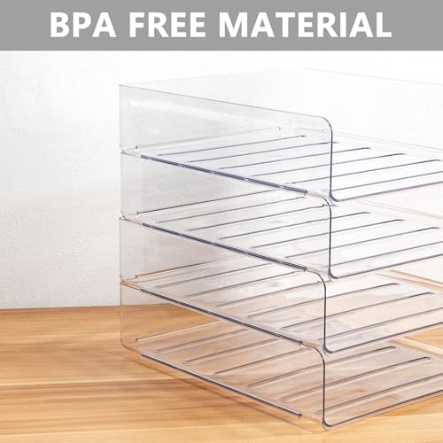 Tiawudi Desk Organizer, Clear Office Organization and Storage, Plastic Letter Tray, Stackable File Organizer for Classroom, Home, Documents, Notes, Folders, Books and Pens, 4 Tier - Image 4