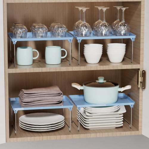 STARLATTA 2 Pcs Blue Countertop Cabinet Organizer Shelf - Image 5