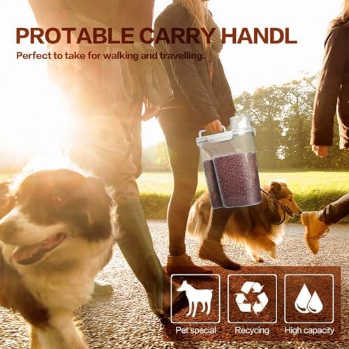 TIOVERY Dog Food Storage Container, 5-7 Lbs Airtight Pet Food Container, Cat food Container Dispenser with Portable Handle, Pouring Spout and Measuring Cup for Dogs Cats 2Pack White/6Qt - Image 5