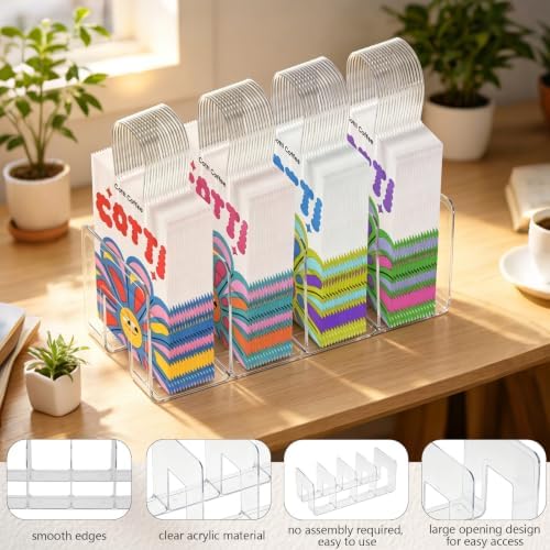 2 Pack Gift Bag Storage Organizer, Acrylic Clear Shopping Bag Holder with 4 Divider Reusable Tote Bag Organizer for Shopping Bag, Handbag, File in Closet Shelf Bedroom Office - Image 3