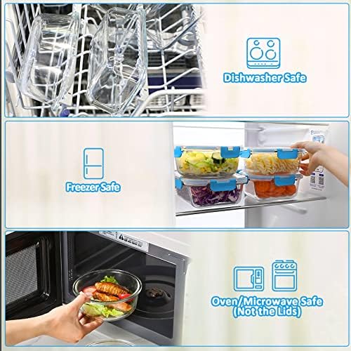 M MCIRCO 24 Piece Glass Food Storage Containers with Lids, Blue - Image 4