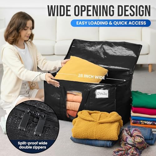 TAILI 8 Pack Black Extra Large Moving Bags,Storage Bag with Visible Window - Image 4