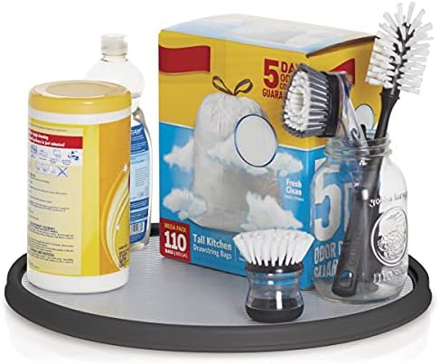 Copco Non-Skid Pantry Cabinet Lazy Susan Turntable, 18-Inch, Charcoal/Light Gray - Image 3