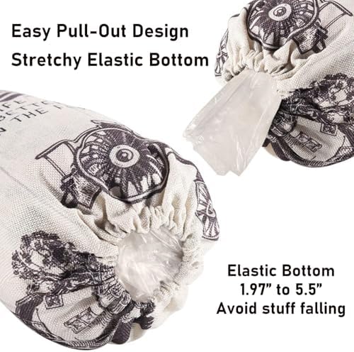 2Pcs Farmhouse Plastic Bag Holder for Kitchen Essentials, Reusable Hanging Grocery Bag Organizer, Washable Large Grocery Trash Bags Storage Dispenser, Farmhouse Home Decor - Image 3