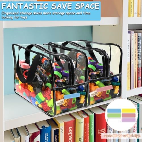 6 Pcs XL Toy Storage Bags Widen Waterproof Clear Toy Organizer with Labels - Image 6