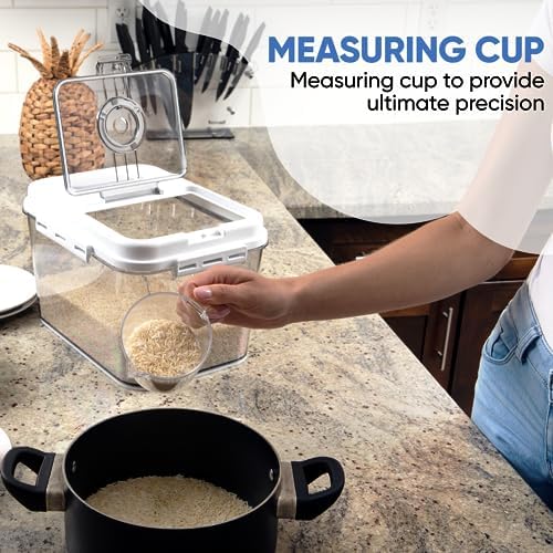 Chef's Path Extra Large Airtight Rice Storage Container with Measuring Cup, Pack of 1, 8 L Capacity, Kitchen and Pantry Canister for Rice, Flour, Sugar, and Baking Supplies - Image 3
