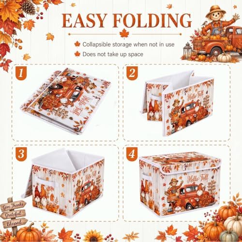 Briwooody Fall Storage Bin with Lid and Carrying Handle Gnome Storage Box - Image 4