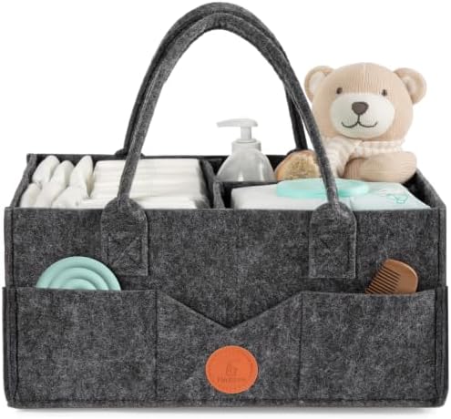 Maliton Felt Diaper Caddy Organizer for Changing Table - Large, Dark Grey by Maliton