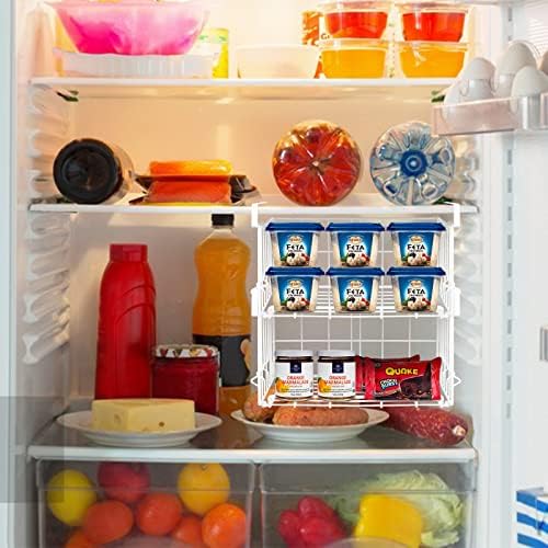 Hanging Under Shelf Storage Basket, 2 Pack Foldable Under Cabinet Metal Desk Storage Wire Rack Organizer for Kitchen Pantry Bookshelf Office Home, Easy to Install Slide-in Under Shelves (White) - Image 4
