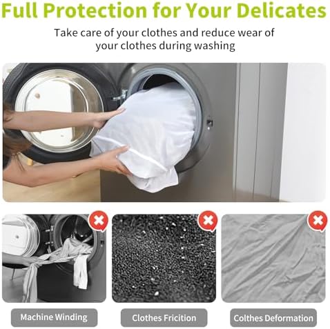 OTraki Ex-Large Mesh Laundry Bag 36x43 Inch Drawstring Laundry Wash Bags 2 Pack Dirty Clothes Net Laundry Bag Heavy Duty Travel Storage Organize Bag Don't Drying, Melting 140-176℉ White - Image 4
