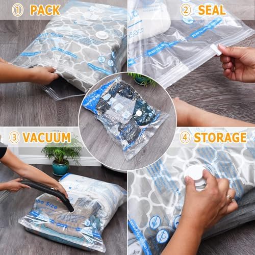 MEIQIHOME Vacuum Storage Bags, Space Saver Sealer Bags,Vacuum seal bags for clothing, Pillows, Comforters, Blankets, Bedding,Travel,7 Jumbo - Image 3