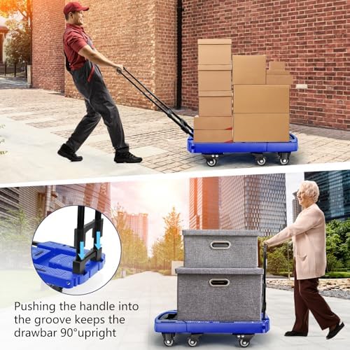 Voipvvii Folding Hand Truck 500lbs, Portable Heavy Duty Dolly Cart, 6 Wheels Collapsible Luggage Cart with 2 Elastic Ropes - Compact Trolley Cart for Easy Moving - Ideal Hand Cart for Travel and More - Image 6