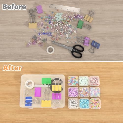 Mathtoxyz Bead Organizer Box, 90Pcs Small Bead Organizers and Storage Plastic Cases Mini Clear Bead Storage Containers Boxes with Hinged Lid and Rectangle for Bracelet Making DIY Jewelry Craft Nail - Image 3
