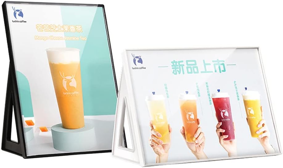 ABS Plastic Sign Holder，Menu Displays L Shape Sign Stand Vertical/Horizontal Use (White A4 210×297mm/8.27×11.69inches)