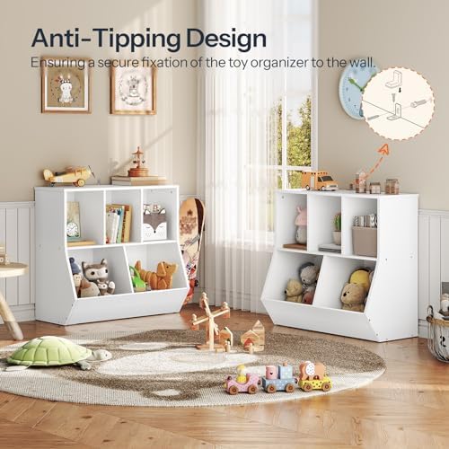 HOOBRO Kids Bookshelf, Bookcase Footboard, 31.5" L Toy Storage Cubby, Children's Toy Shelf, Toy Storage Cabinet, Fit for Children's Room, Playroom, Hallway, Kindergarten, White WT328CW01 - Image 6