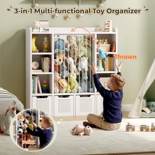 Toy Storage Organizer with Stuffed Animal Storage, White - Image 3