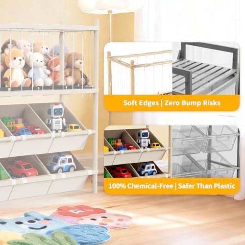 EAQ 2-in-1 Stuffed Animal Storage & Toy Organizer for Kids Rooms, 6 Bins - Image 6