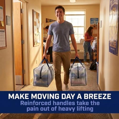 PACKING BAGS 4-Pack XL Moving Bags with Strong Handles & Zippers, Clear - Image 2