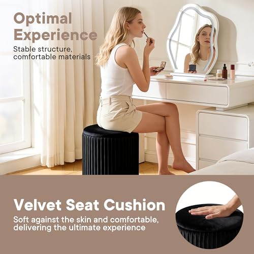 DUMOS Round Ottomans with Storage Set of 2, Vanity Stool, Foot Stool - Image 4